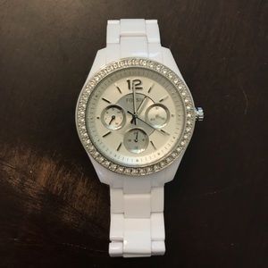 White Fossil Watch
